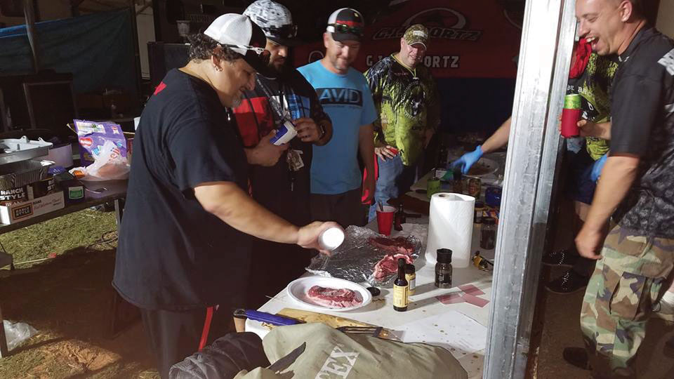 Getting the barbecue ready with Brigade Program Commander Ryan Sexton at Oklahoma Paintball October game