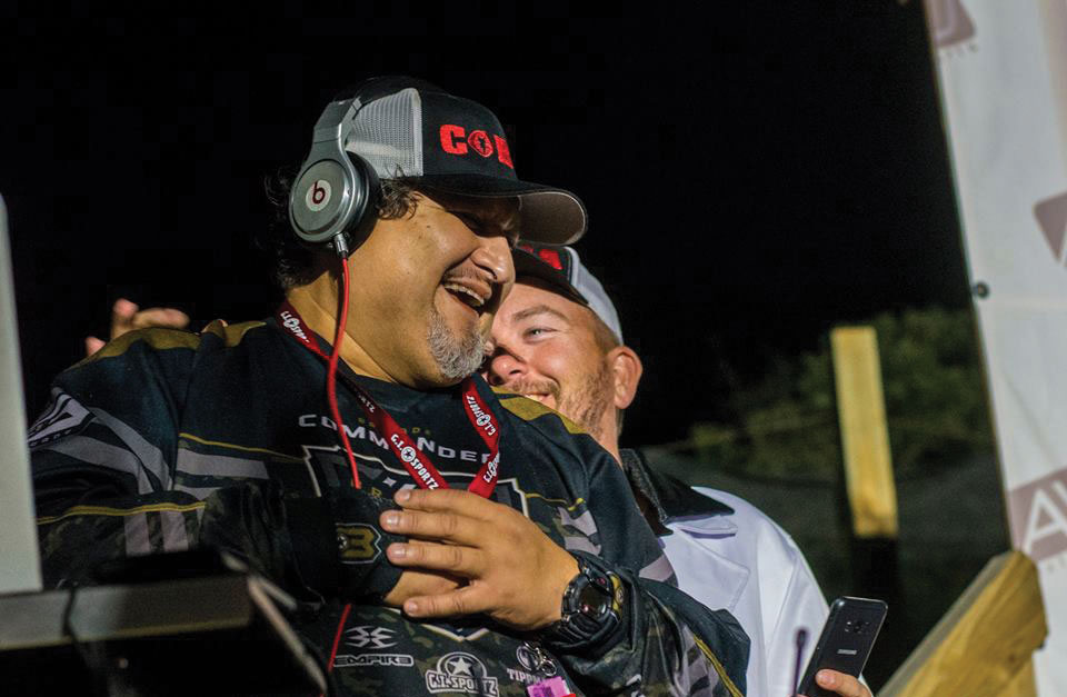 Brigade Commander and Ryan Sexton on stage at Oklahoma paintball game